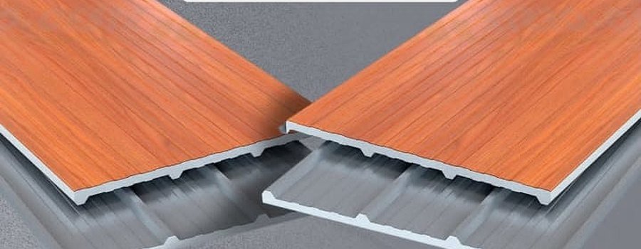Forro sanduíche amadeirado DBFrame: face de madeira e capa trapezoidal